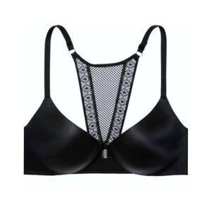 Victoria's Secret So Obsessed black pushup padded front close lace BK bra 34DDD